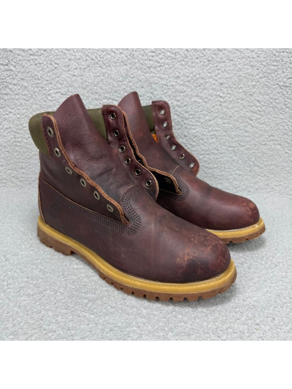 Timberland Boots Wmns 9 Wide Shoe Burgundy Red 6" Waterproof Leather Y2K Vintage